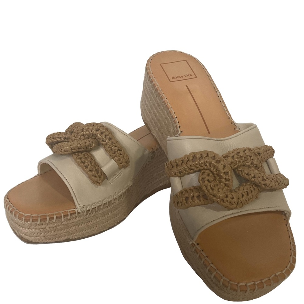 Dolce Vita Narnia Wedge Platform Premium Leather Upper Slip On Open Toe Sandal 9